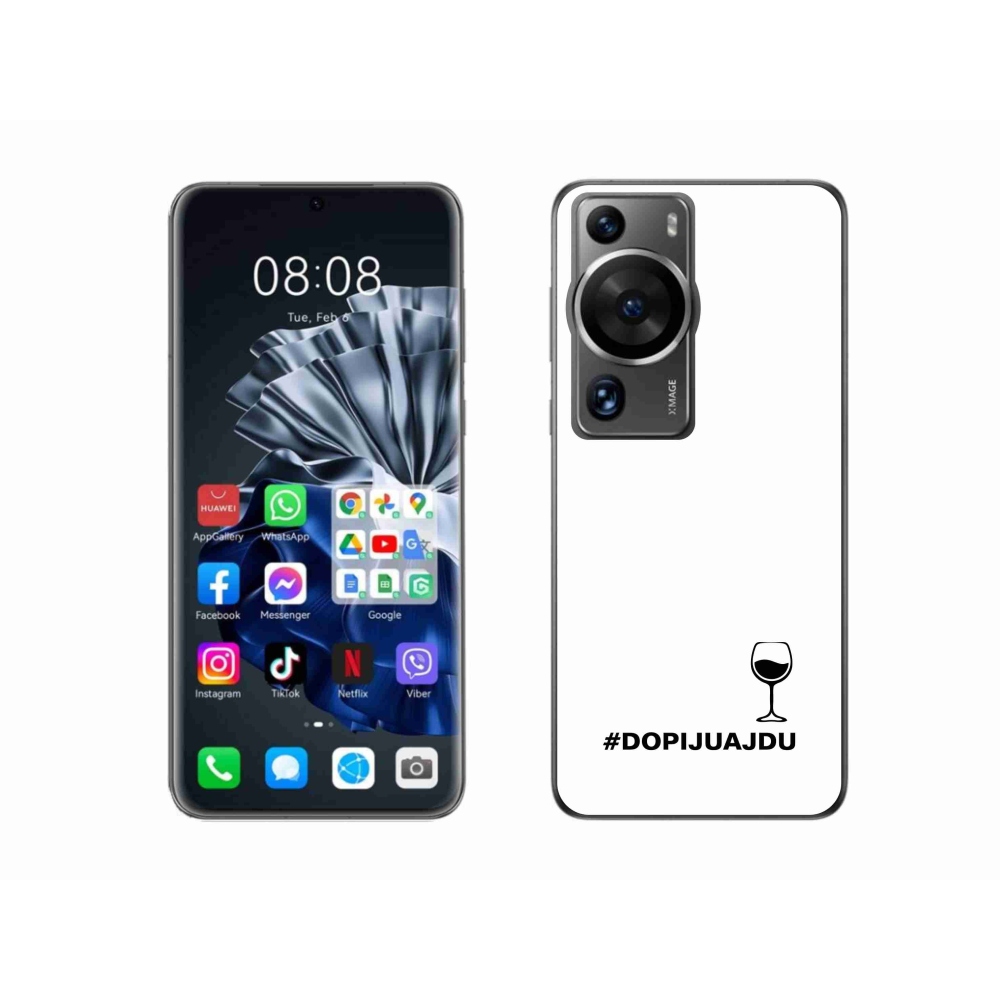 Gél borítás mmCase a Huawei P60 Pro készülékhez - bor motívum fehér háttérrel
