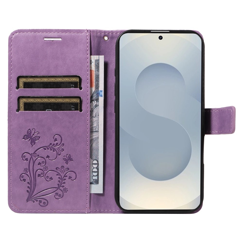 Nagy pillangó könyv tok Samsung Galaxy S25 Edge készülékhez - lila