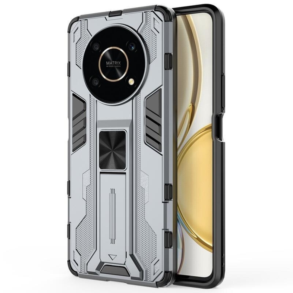 Ütésálló hibrid borítás felhajtható állvánnyal a Honor Magic 4 Lite 5G számára - szürke