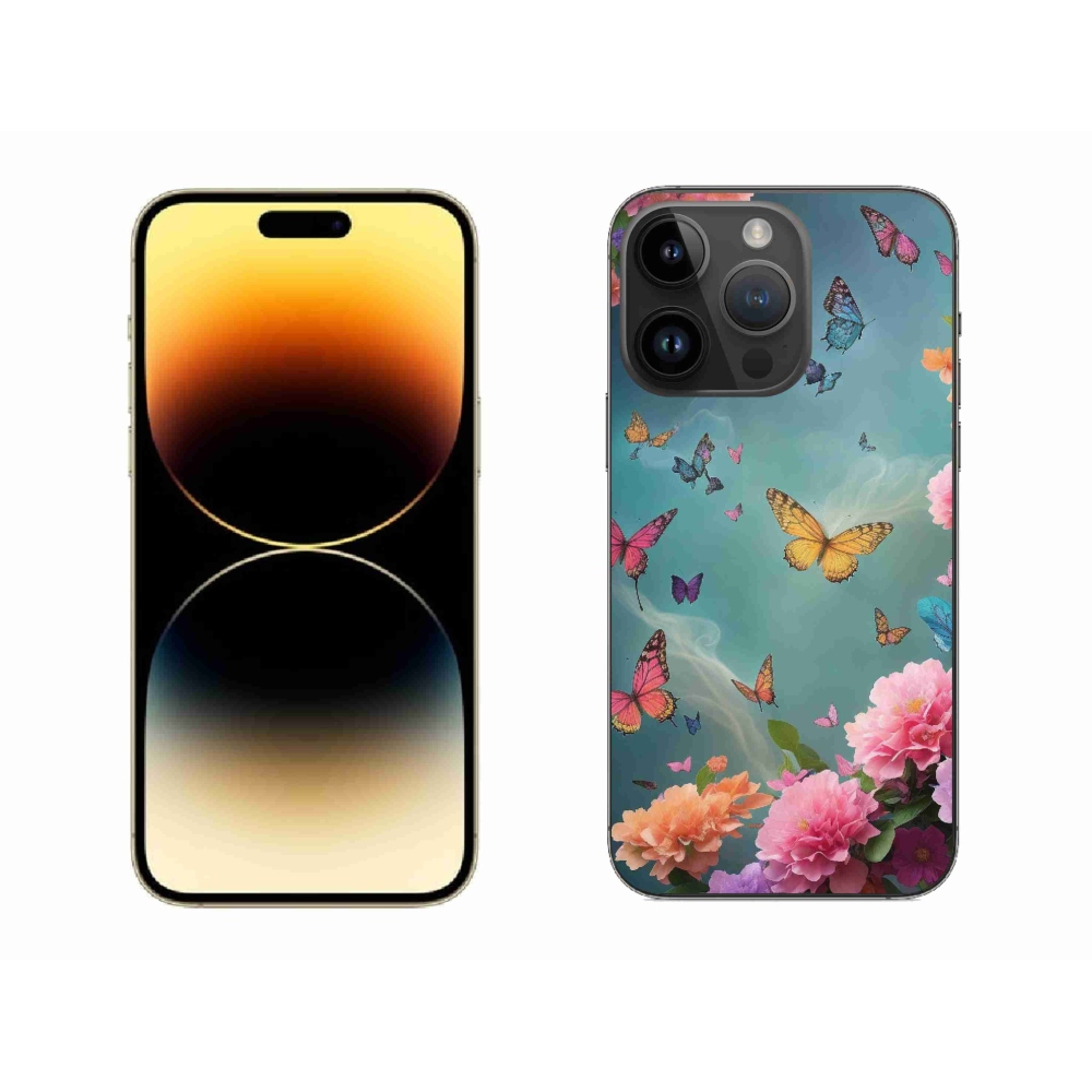 Gél borítás mmCase iPhone 14 Pro Max készülékhez - színes virágok és pillangók