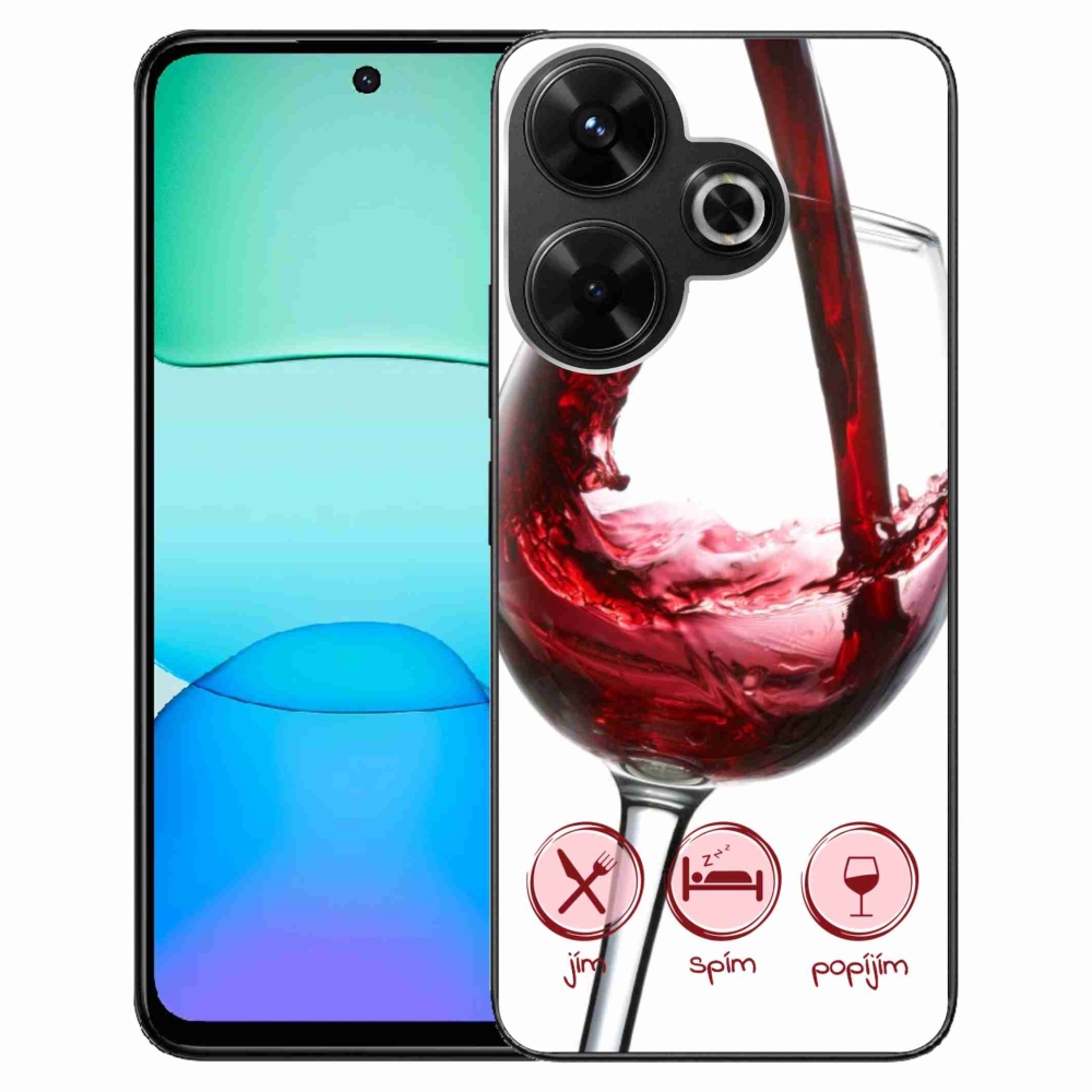 Gél tok mmCase a Xiaomi Redmi 13 4G/Poco M6 4G számára - borospohár piros