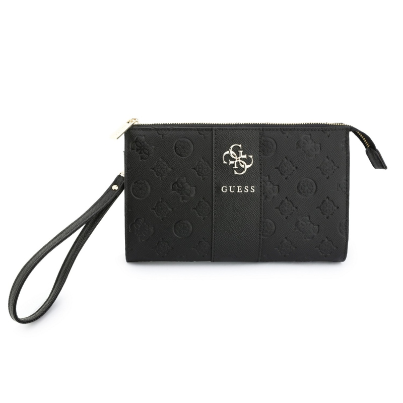 Guess PU 4G Peony Stripe Metal Logo mobiltelefon-táska, fekete