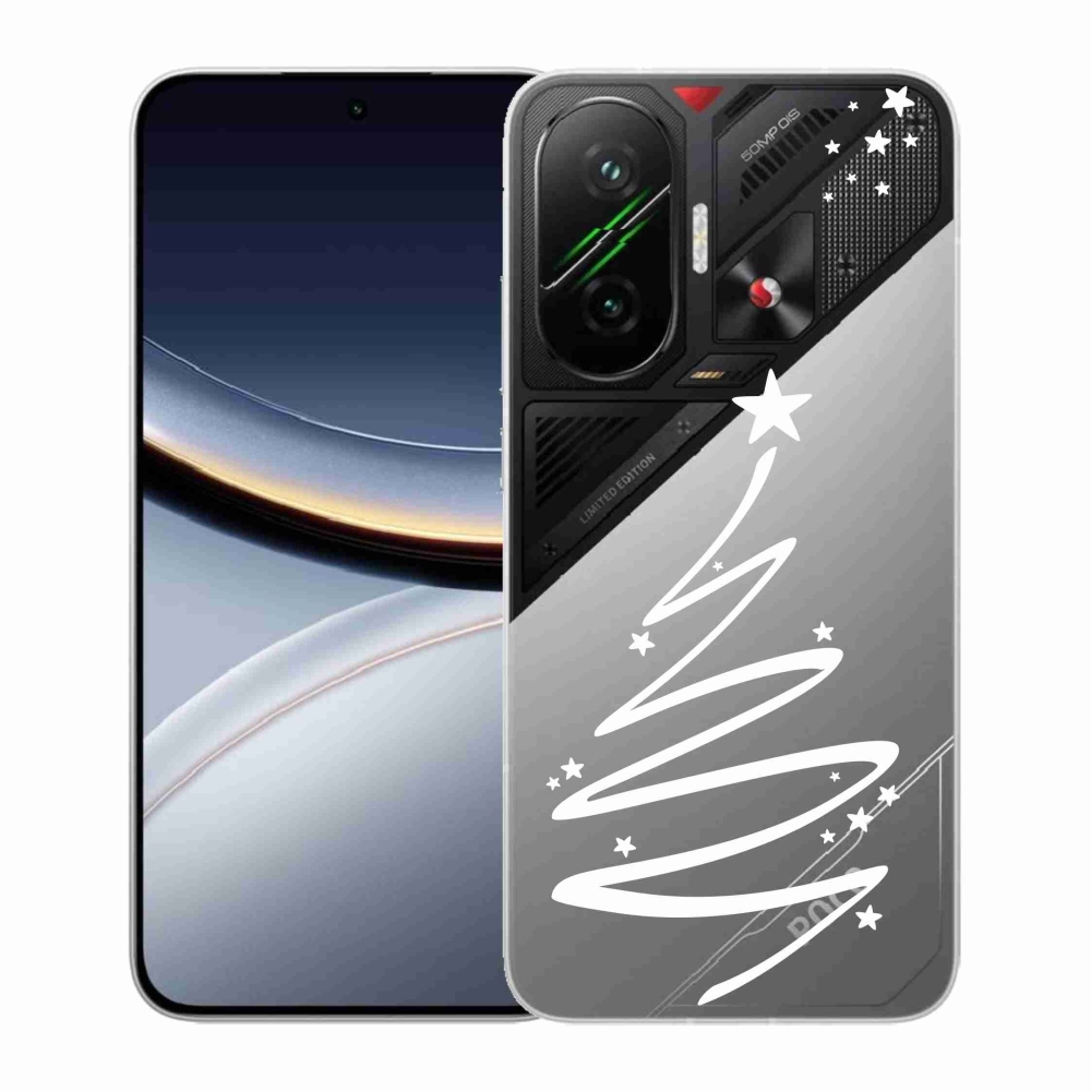 Gél borító mmCase a Xiaomi Poco F7 5G-hez - fehér fa átlátszó háttéren