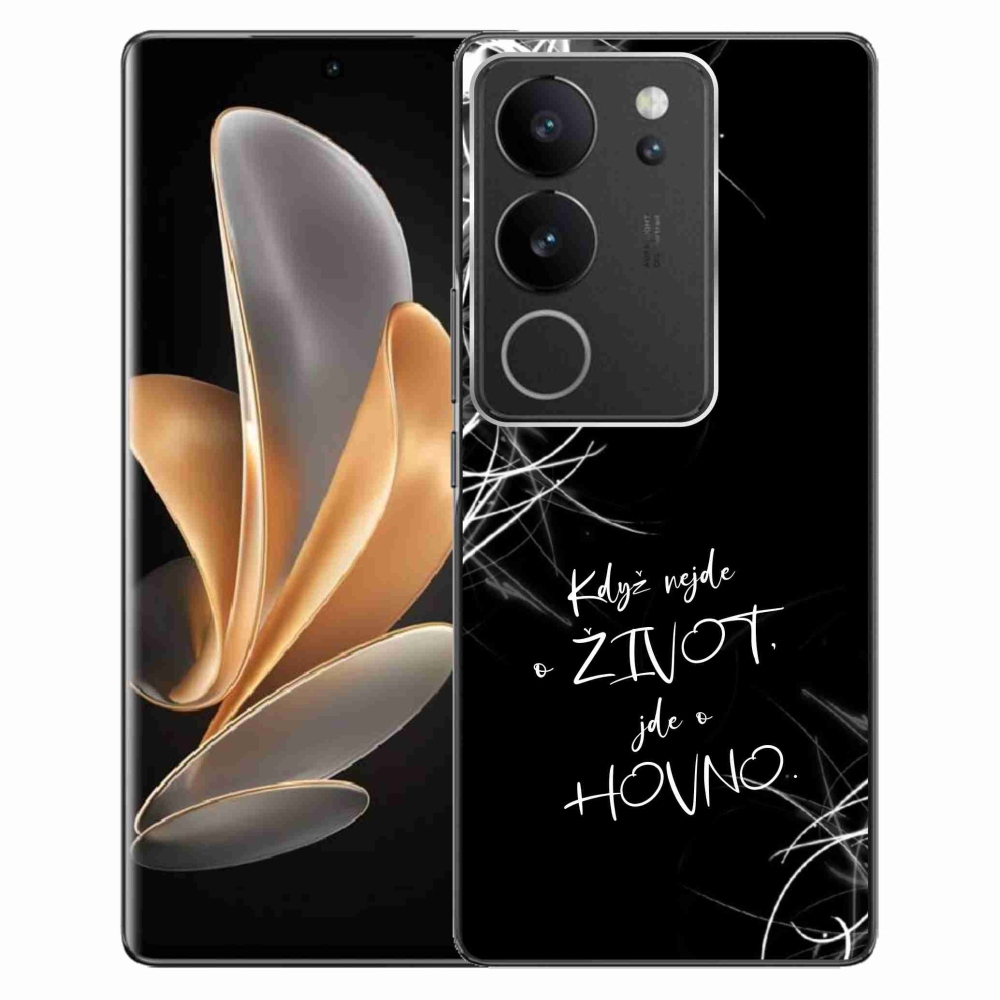 Gél borító mmCase a Vivo V29 5G készülékhez - vicces szöveg 16 fekete háttér