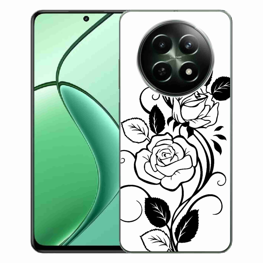 Zselés borítás mmCase a Realme 12 5G/12x 5G készülékhez - fekete és fehér rózsa