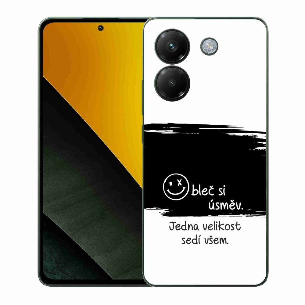 Gél borító mmCase a Xiaomi Poco M7 Pro 5G-hez - vicces szöveg 8 fekete és fehér háttérrel