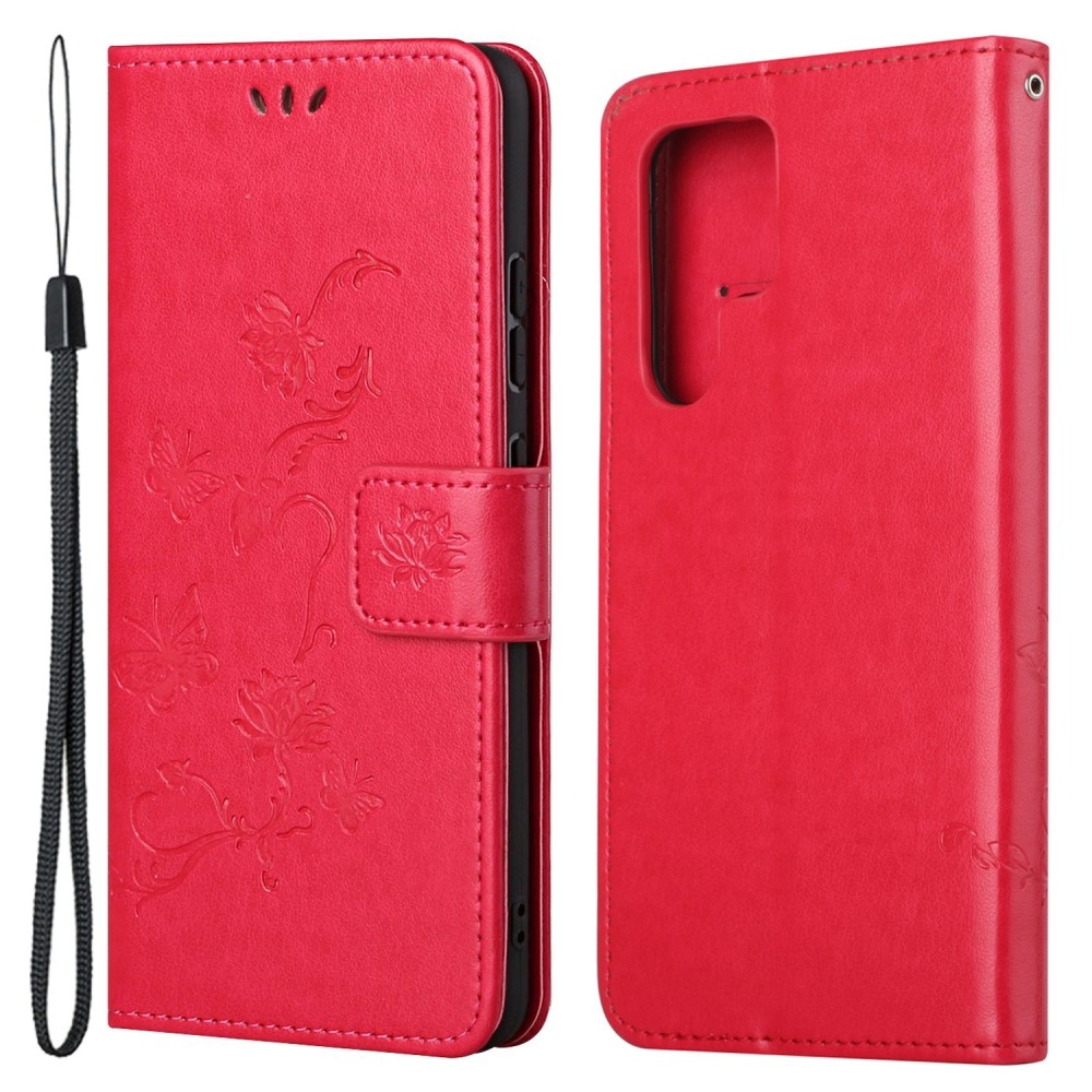 Virágos könyv tok Samsung Galaxy S24 Ultra készülékhez - piros