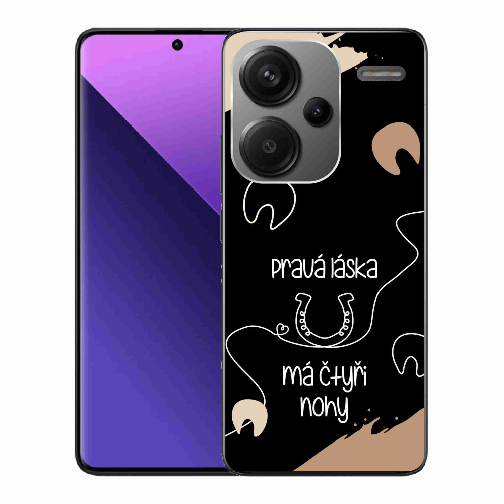 Gél borítás mmCase a Xiaomi Redmi Note 13 Pro+ 5G számára - ló motívum fekete háttérrel