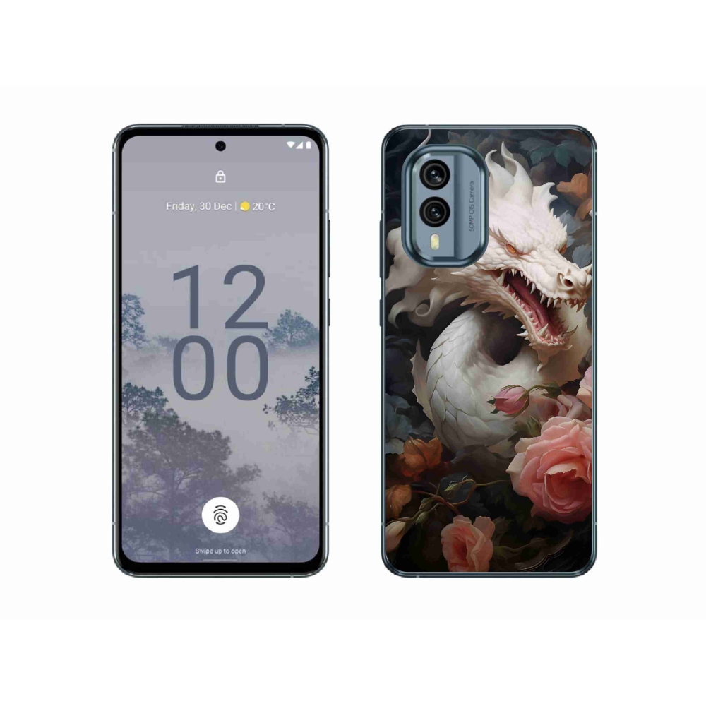 Zselés borítás mmCase a Nokia X30 5G készülékhez - fehér sárkány