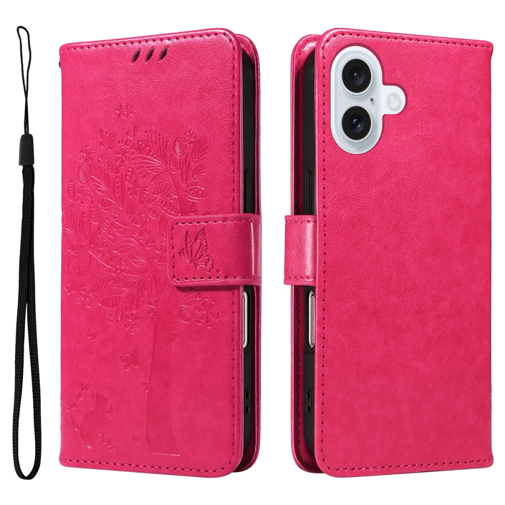 Fák könyvtáska iPhone 17-re - rózsaszín