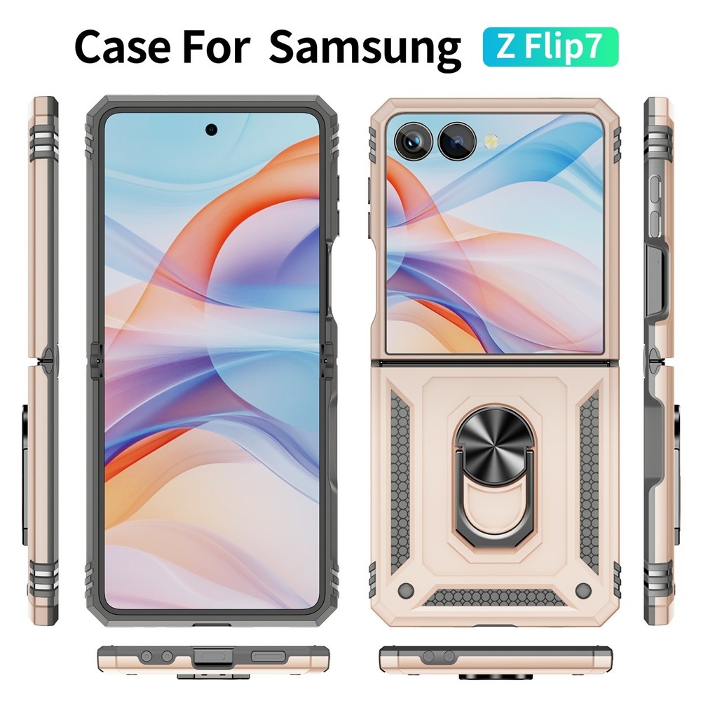 Gyűrűálló borítás Samsung Galaxy Z Flip7 5G készülékhez - bézs színű