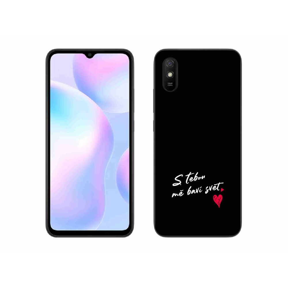 Gél borító mmCase a Xiaomi Redmi 9A - szerelem szöveg 1 fekete háttérrel