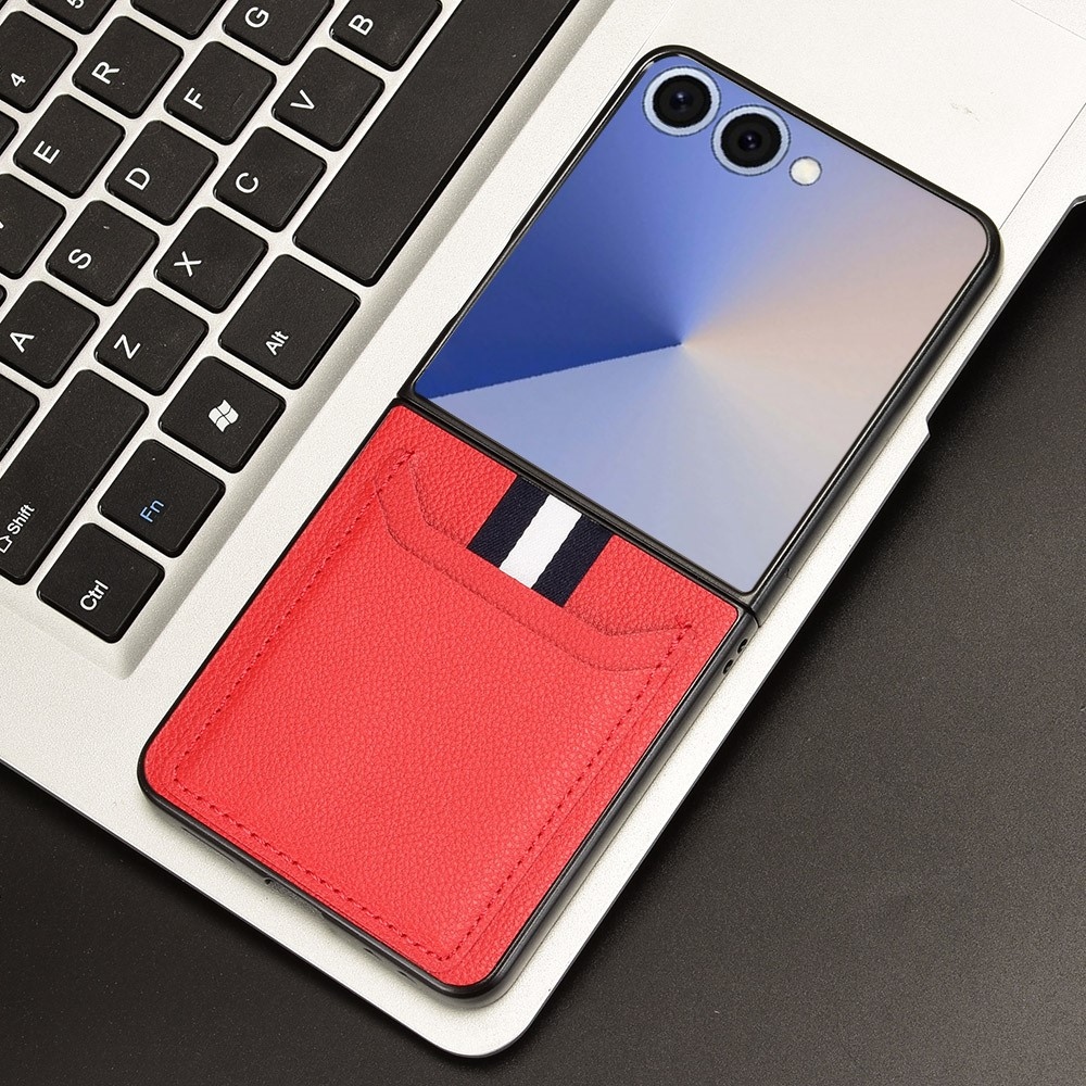 Kombinált műanyag borítás műbőrrel Samsung Galaxy Z Flip7 5G - piros