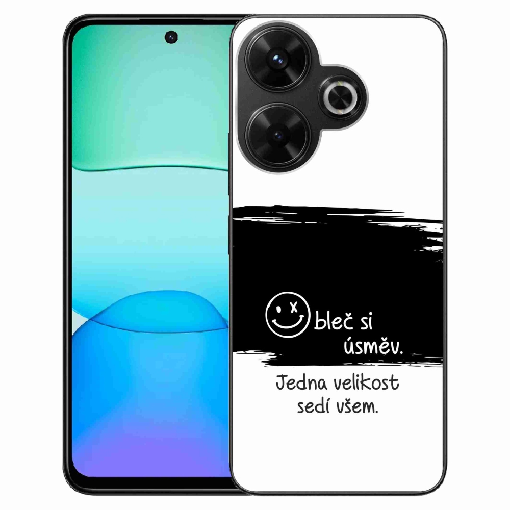 Gél borító mmCase a Xiaomi Redmi 13 4G/Poco M6 4G - vicces szöveg 8 fekete és fehér háttérrel