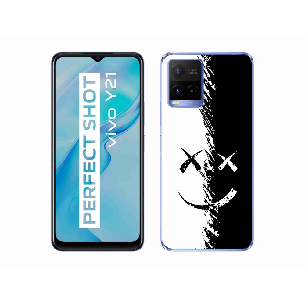 Gél borító mmCase a Vivo Y21/Y21s/Y33s készülékhez - fekete-fehér mosolygó