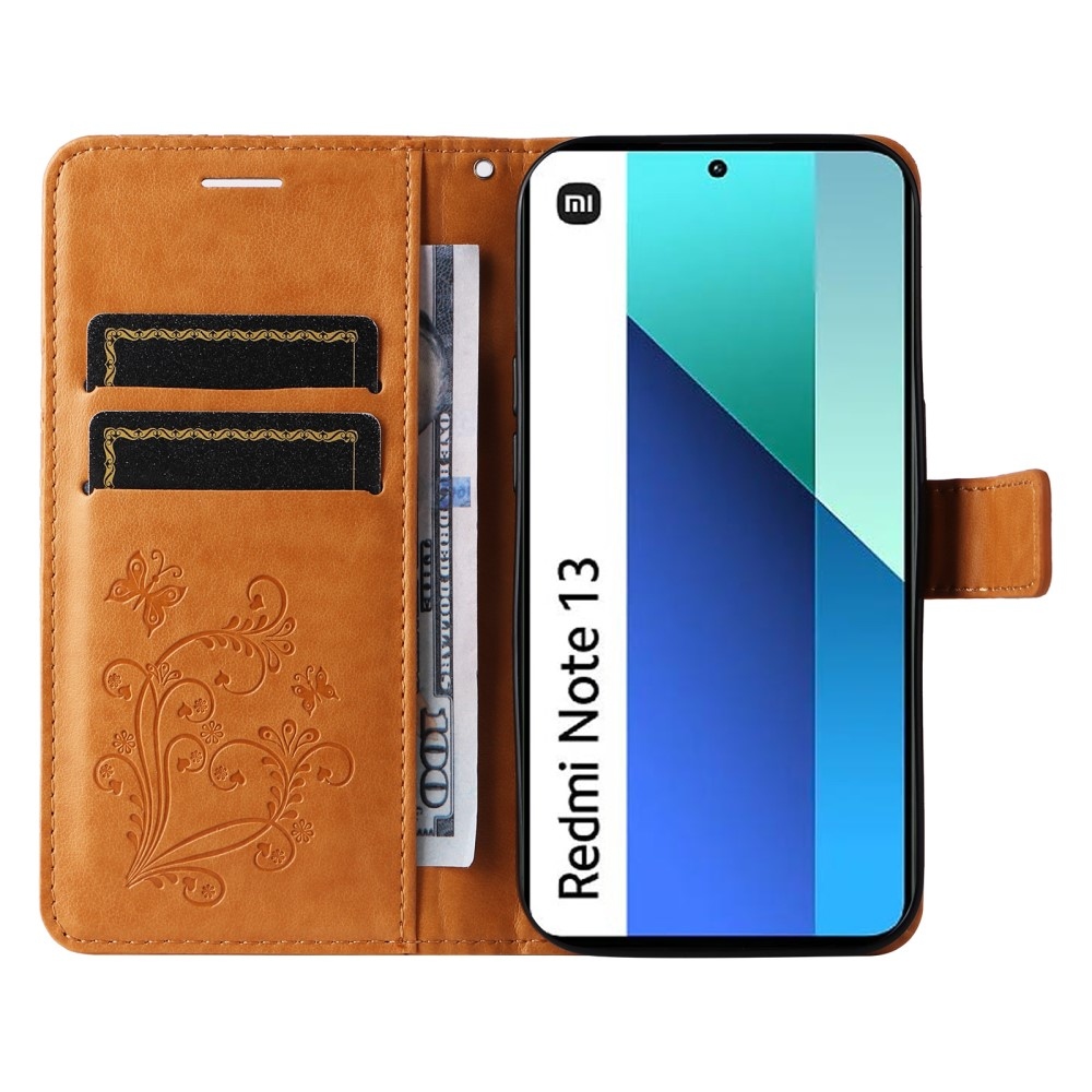 Nagy pillangó könyv tok Xiaomi Redmi Note 13-hoz - sárga