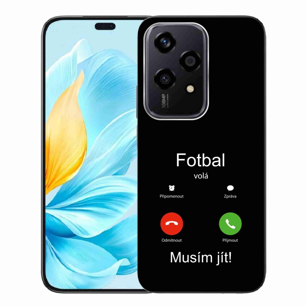 Gél borító mmCase a Honor 200 Lite 5G számára - futballhívások fekete háttérrel