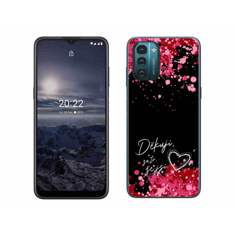Zselés borítás mmCase a Nokia G11/G21 készülékhez - text in love 2 fekete háttér