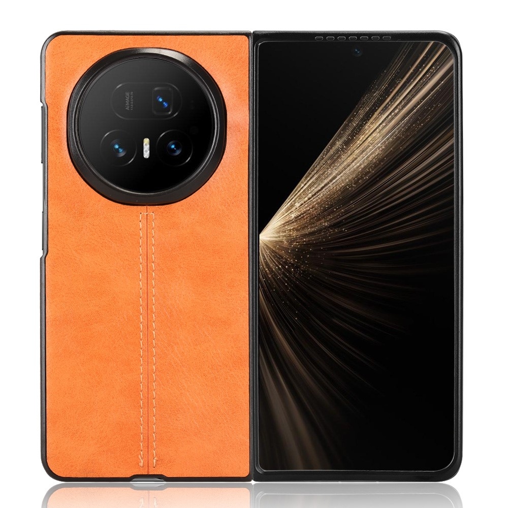 Stitchi műanyag tok műbőrrel borítva Honor Magic V5 készülékhez - narancssárga