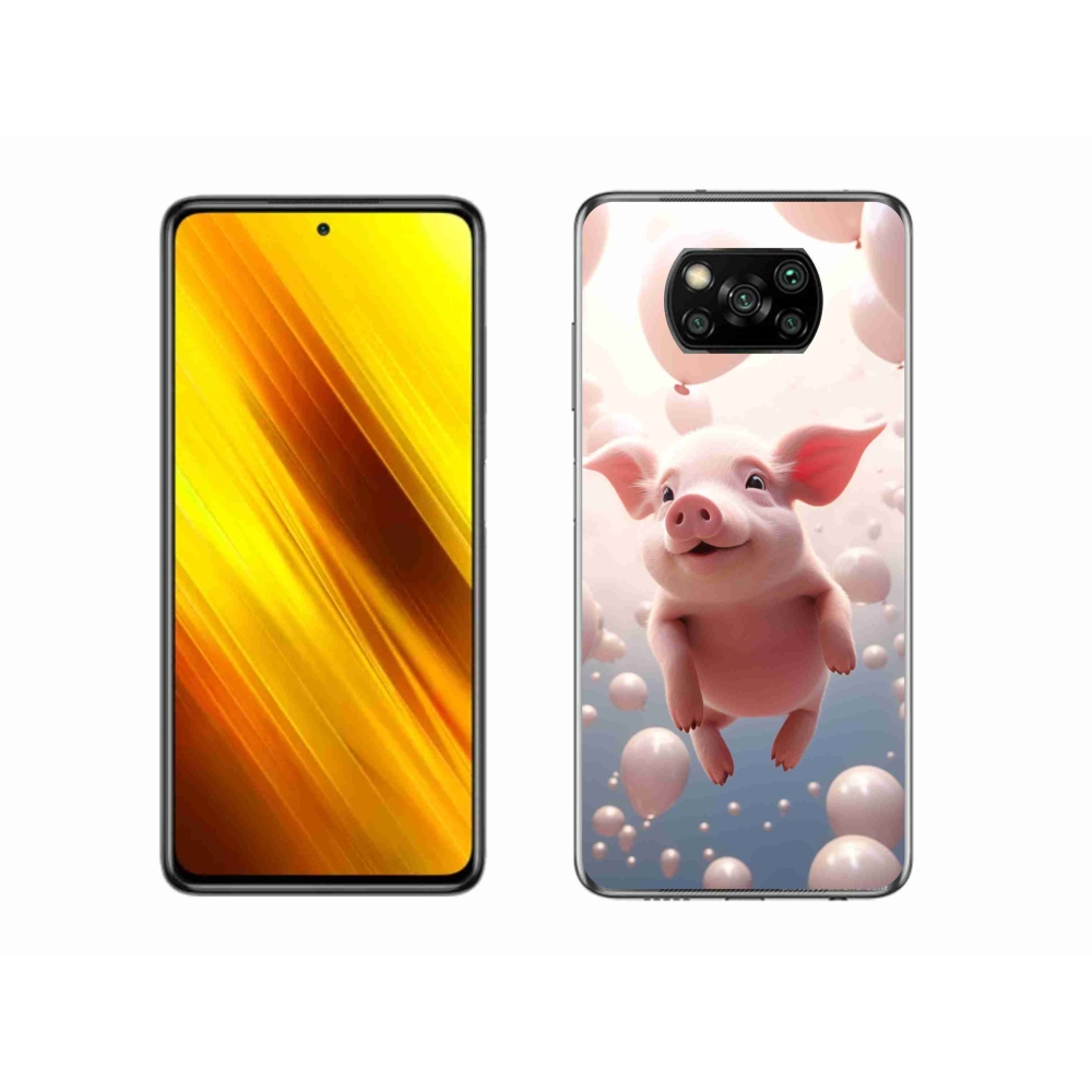 Gél borítás mmCase a Xiaomi Poco X3 Pro számára - malacka lufikkal