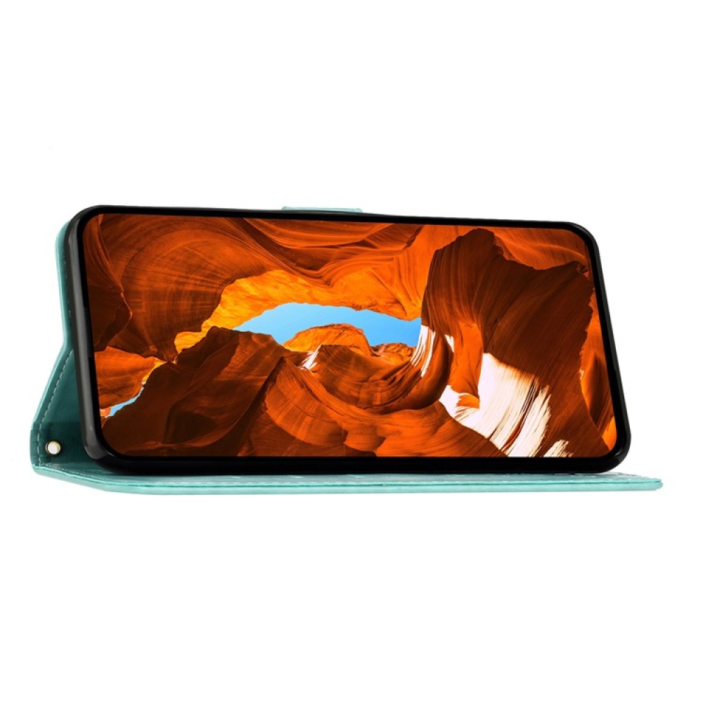 Virágok könyvtáska iPhone 17 Pro készülékhez - teal színű