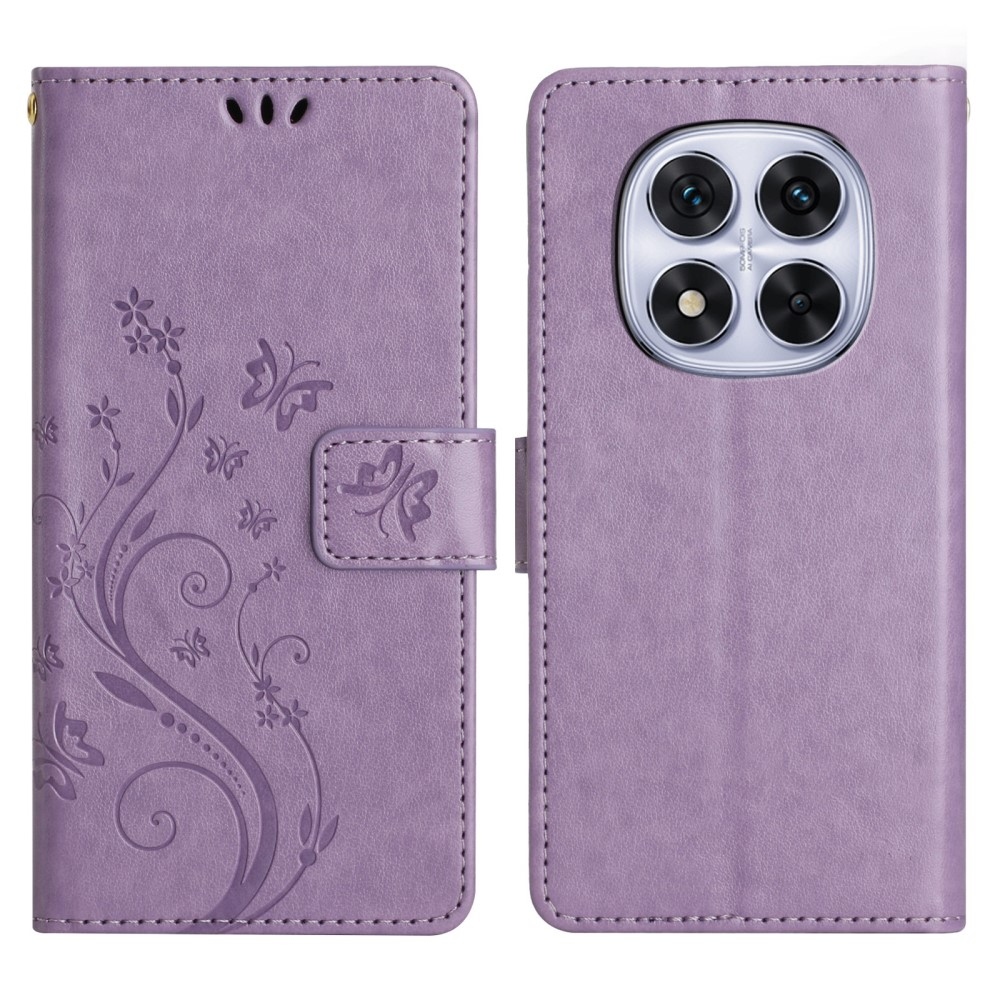 Virágok könyv tok Xiaomi Redmi Note 14 Pro 5G/Poco X7 5G - világos lila