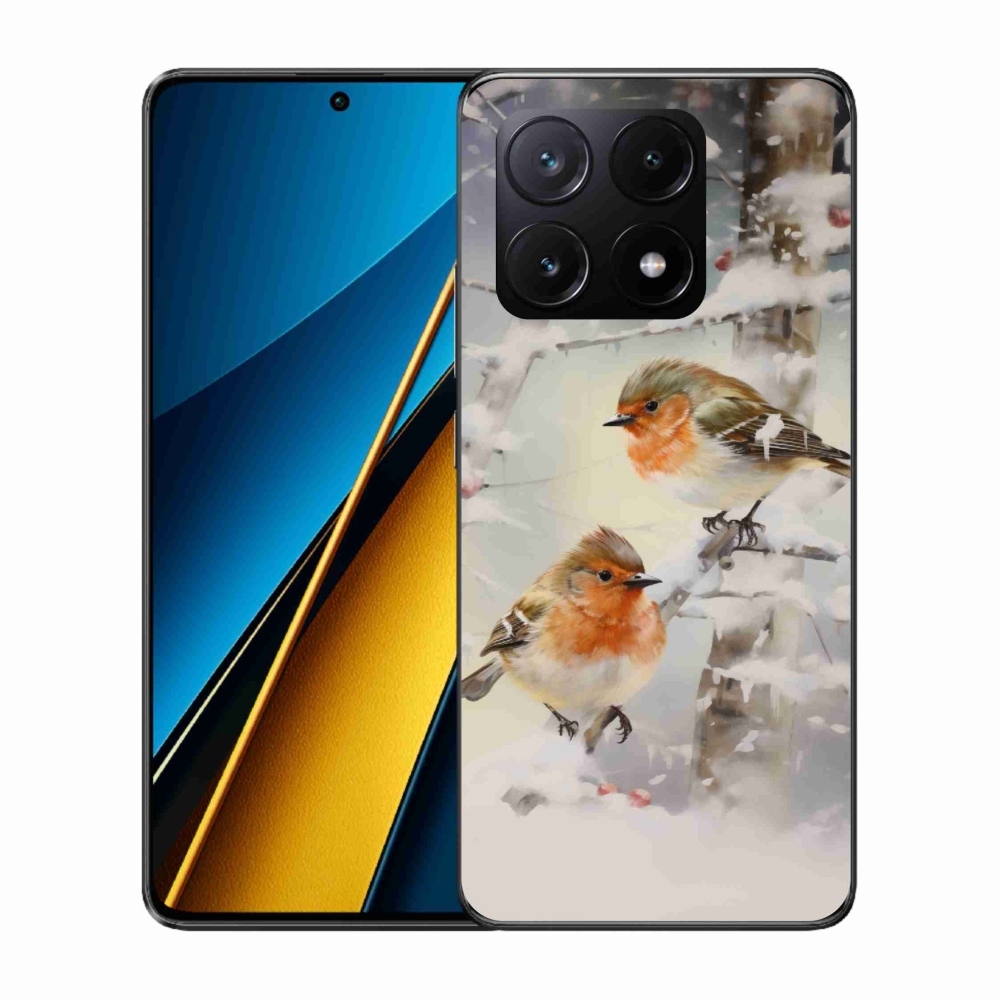 Gél borítás mmCase a Xiaomi Poco X6 Pro 5G számára - madarak télen