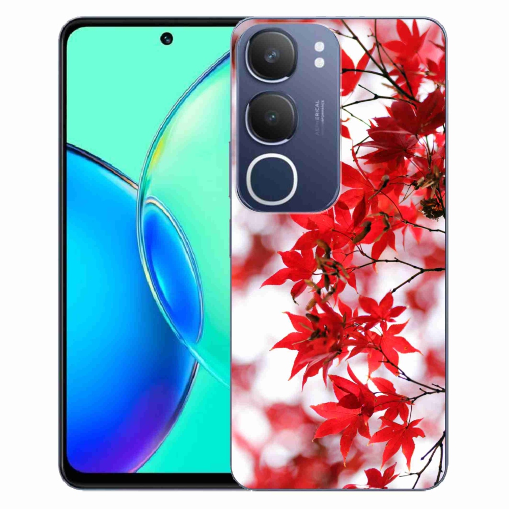 Zselés tok mmCase a Vivo Y19s készülékhez - piros levelek