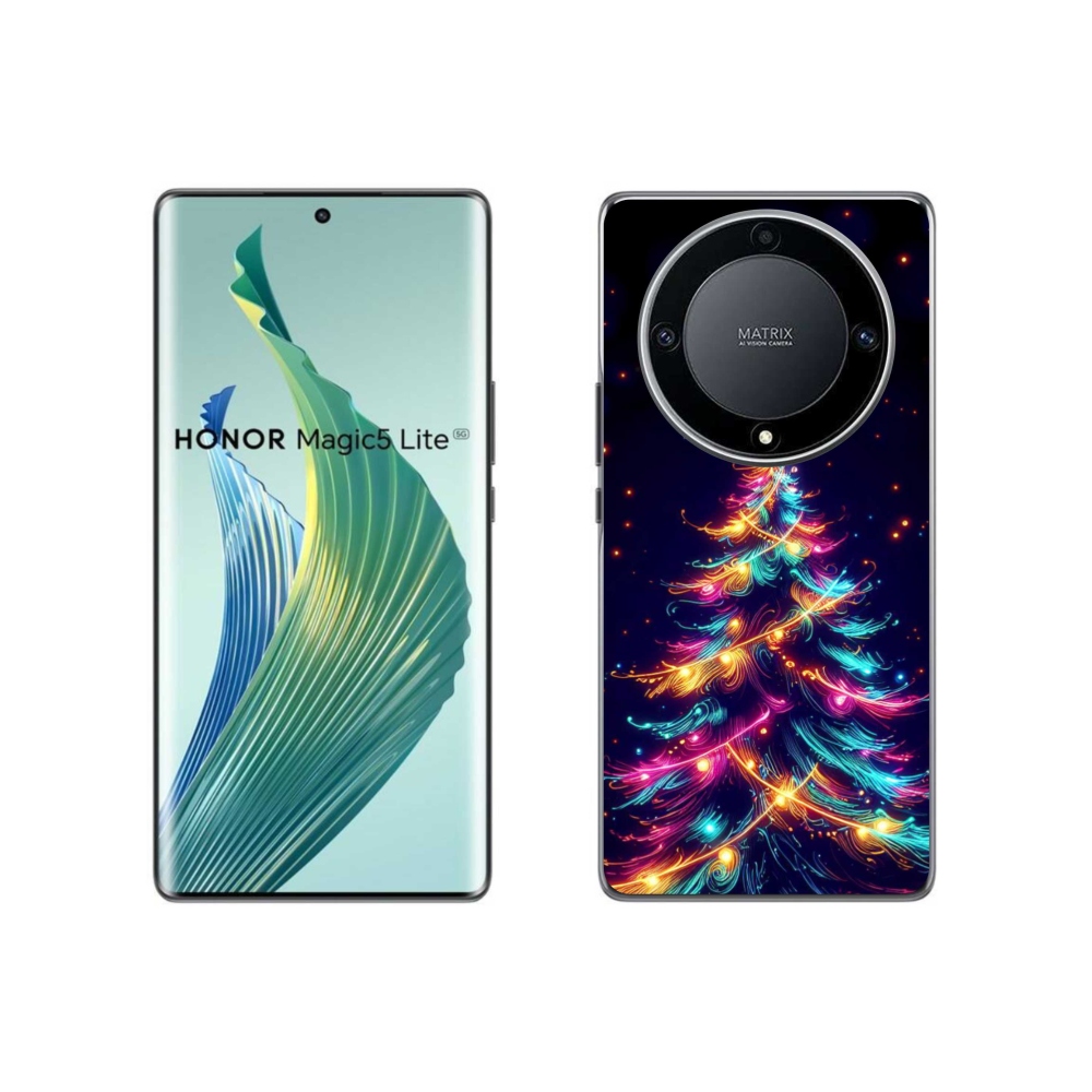 Gél borítás mmCase a Honor Magic 5 Lite 5G számára - neon karácsonyfa