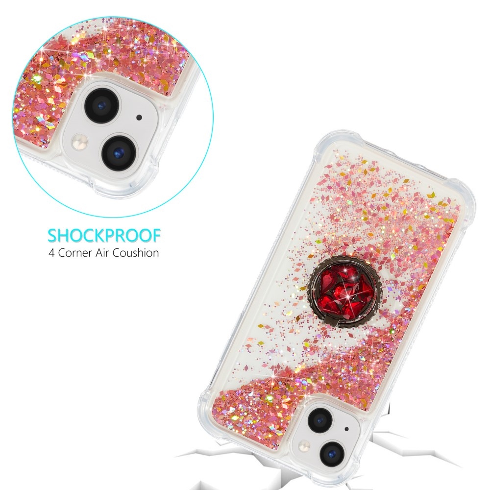 Glitter homokóra zselés tok iPhone 15 készülékhez - rózsaarany