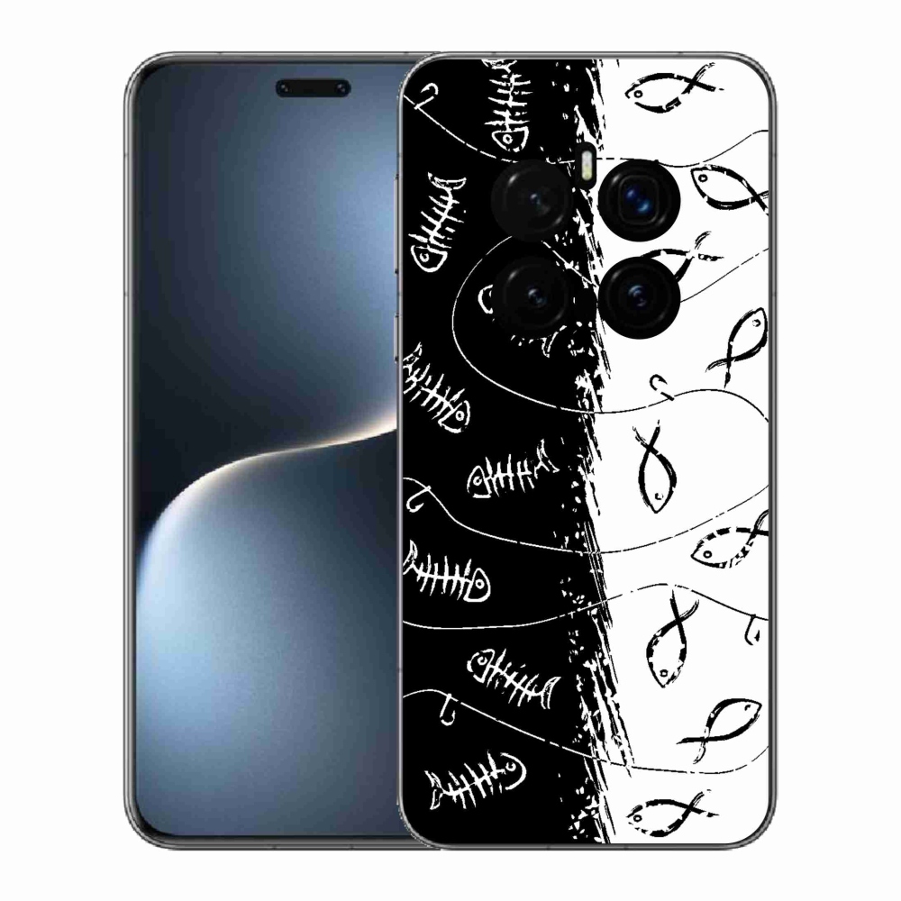 Zselés borítás mmCase a Honor Magic 7 Pro 5G számára - csontvázak és halak