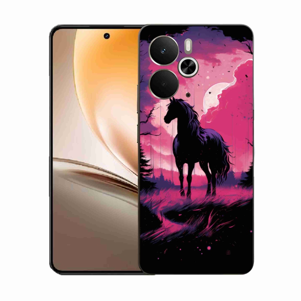 Gél borító mmCase a Realme 14 5G/14T 5G készülékhez - fekete rajzfilm ló 1