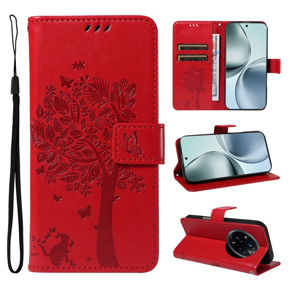 Fák könyvtáska a Realme 14 Pro+ 5G számára - piros