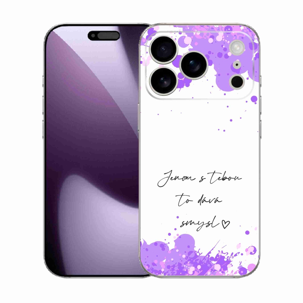 Gél borítás mmCase iPhone 17 Pro készülékhez - szerelmes szöveg fehér háttérrel