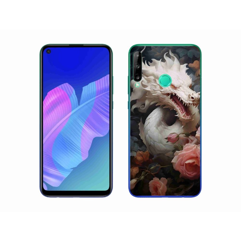 Gél borítás mmCase a Huawei P40 Lite E számára - fehér sárkány