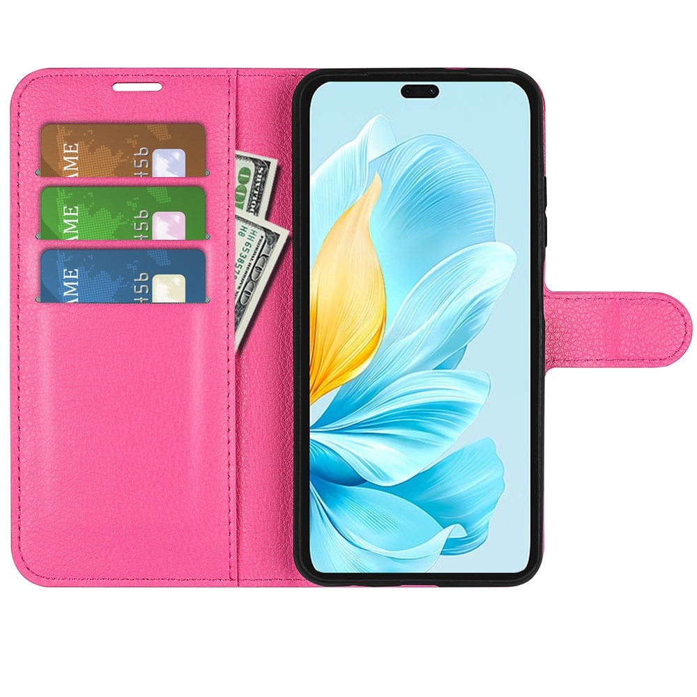 Litchi könyv tok a Honor 200 Lite 5G-hez - rózsaszínű