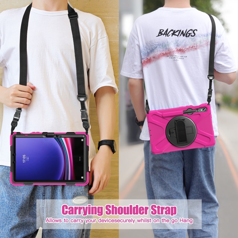 Rúgásálló borítás kézi fogantyúval Samsung Galaxy Tab S9/Tab S10 készülékhez - rózsaszínű