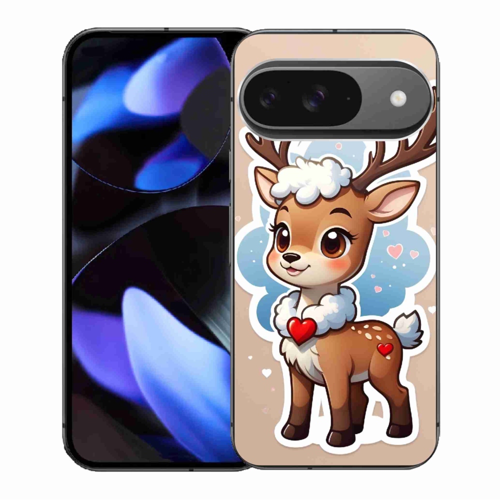 Zselés borítás mmCase a Google Pixel 9/9 Pro készülékhez - rajzfilm rénszarvas