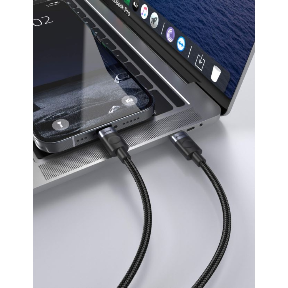 iPEAX Textil kábel USB-C / villám 1,5 m, USB 2.0 - fekete