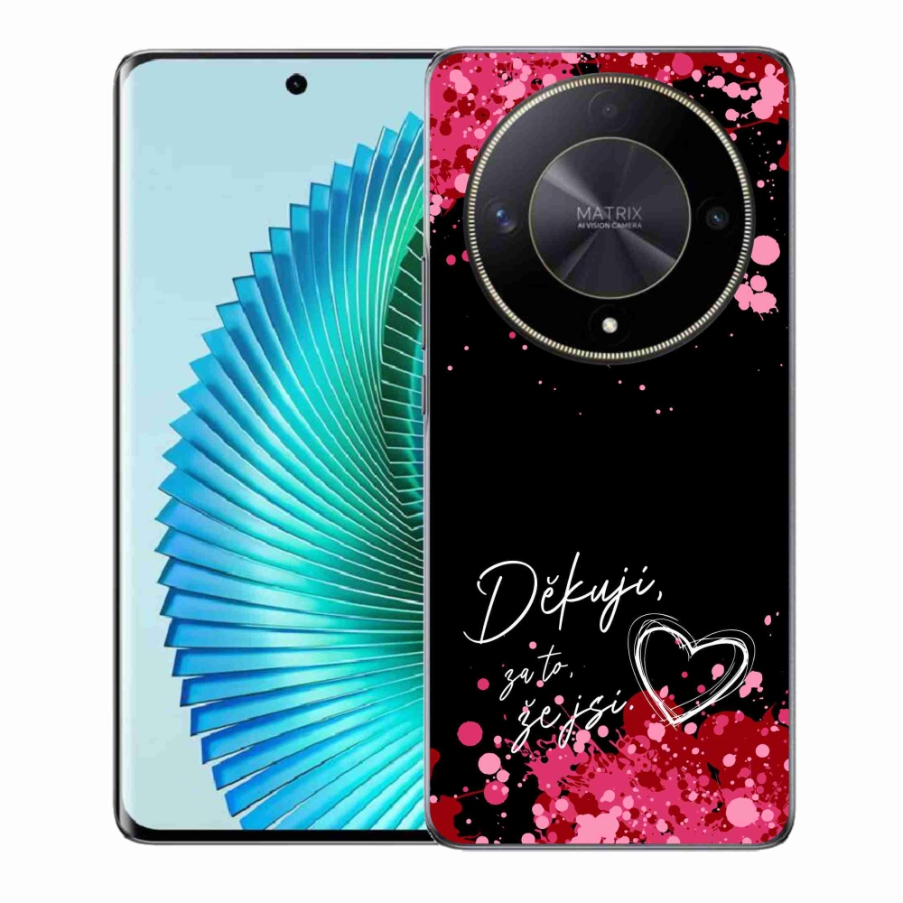 Gél borító mmCase a Honor Magic 6 Lite 5G készülékhez - szerelmes szöveg 2 fekete háttér