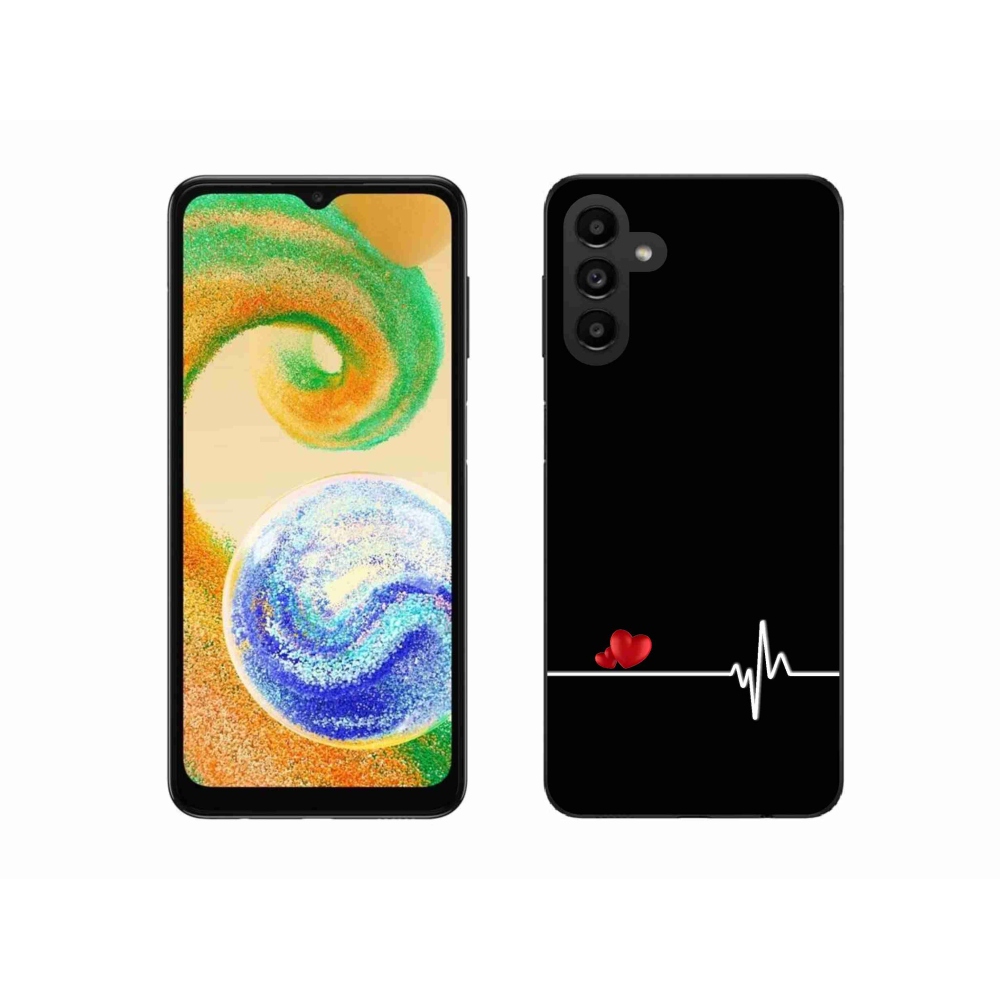Gél borító mmCase Samsung Galaxy A04s (164.7x76.7x9.1mm) - szív és szívverés fekete háttérrel