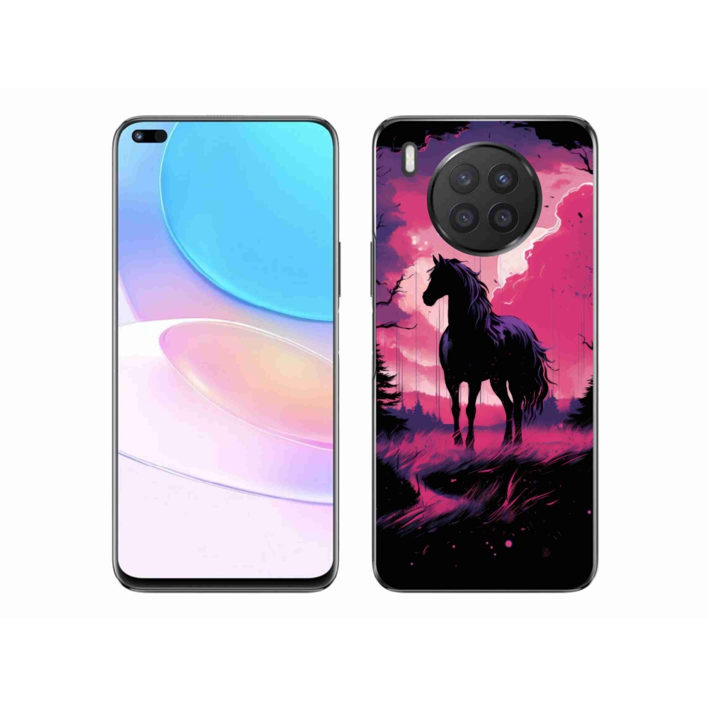 Zselés borító mmCase a Honor 50 Lite-hoz - fekete rajzfilm ló 1