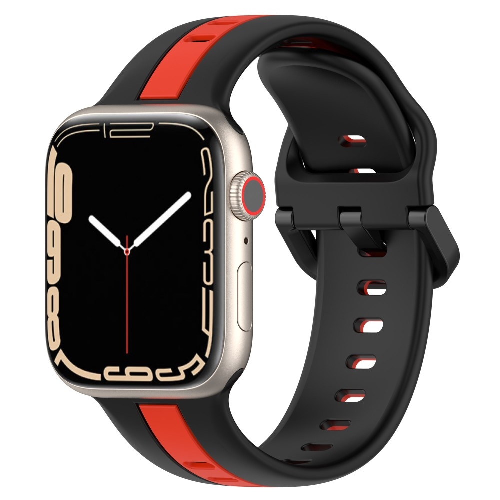 Szíj szilikon szíj Apple Watch Ultra/Ultra 2 49mm/SE/SE 2022/2023 44mm/9/8/7 45mm/6/5/4 44mm/3/2/1 42 mm - fekete/piros