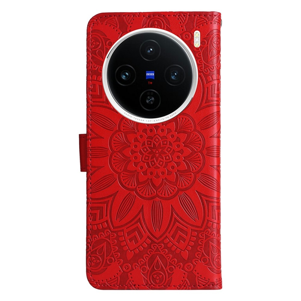 Napraforgó könyv tok a Vivo X200 5G-hez - piros