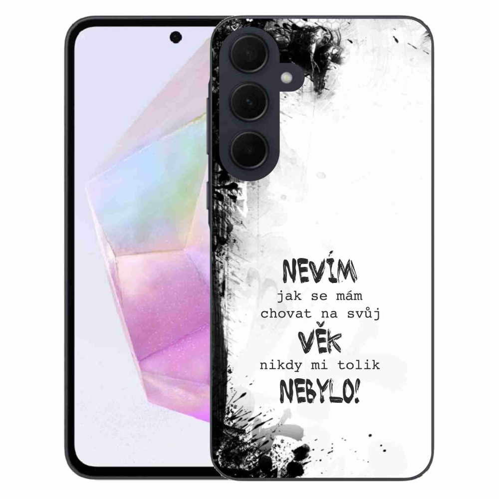 Gél borító mmCase Samsung Galaxy A35 5G - vicces szöveg 14 fehér háttér