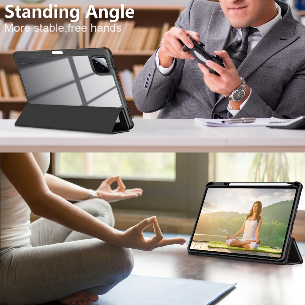 Mintás intelligens pozícionáló tok átlátszó hátlappal Xiaomi Pad 7/7 Pro tablethez - ne érintse meg