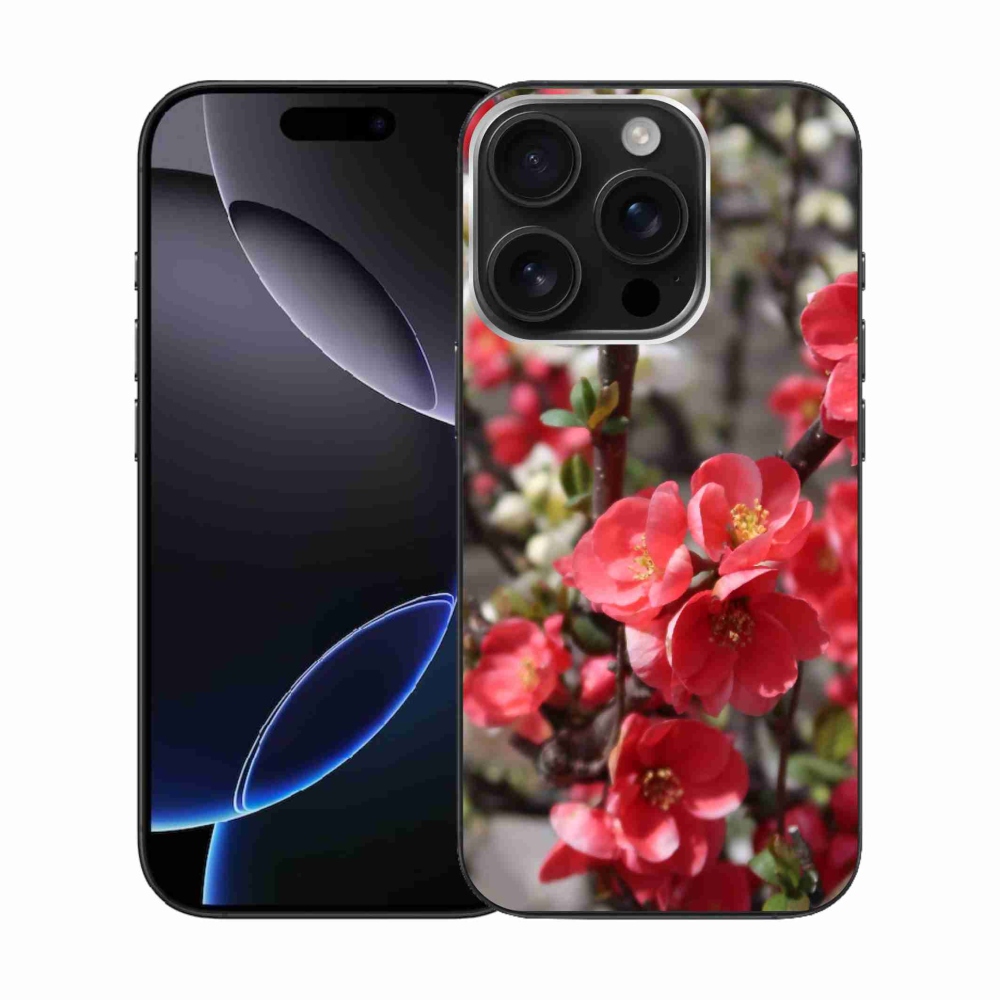 Gél borítás mmCase iPhone 16 Pro készülékhez - piros virágok