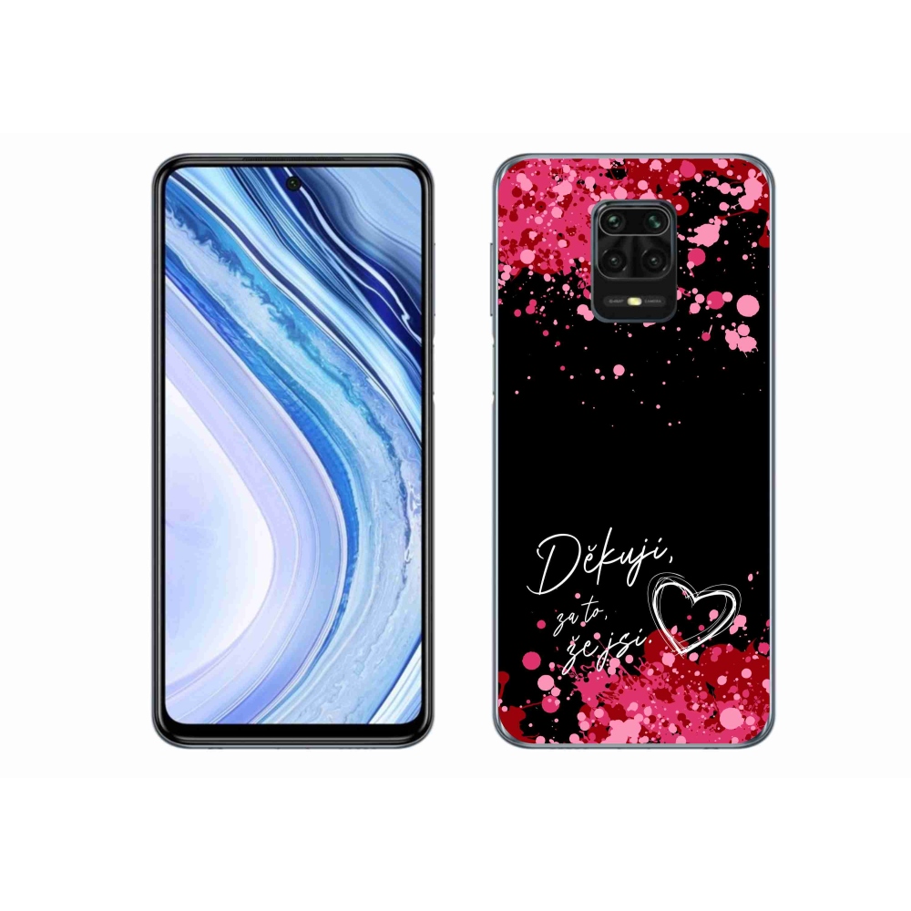 Gél borító mmCase a Xiaomi Redmi Note 9 Pro készülékhez - text in love 2 fekete háttérrel