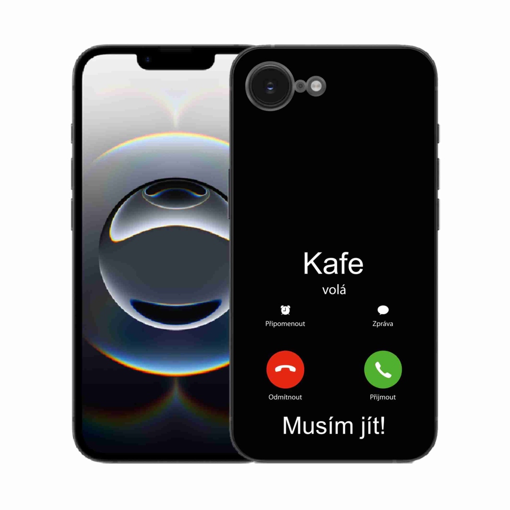 Gél borítás mmCase iPhone 16e készülékhez - kávé hívó fekete háttér