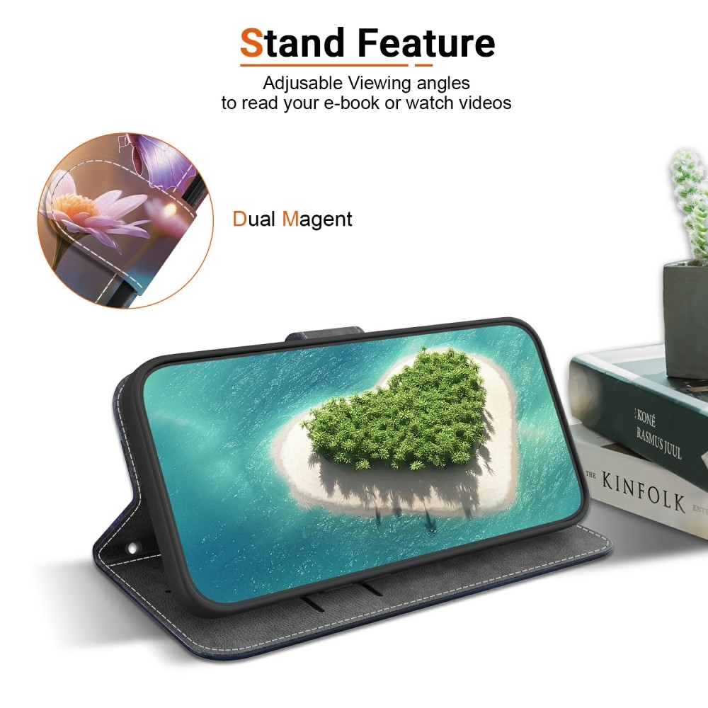 Sokoldalú könyvtáska Samsung Galaxy A06 4G készülékhez - pillangók és százszorszépek